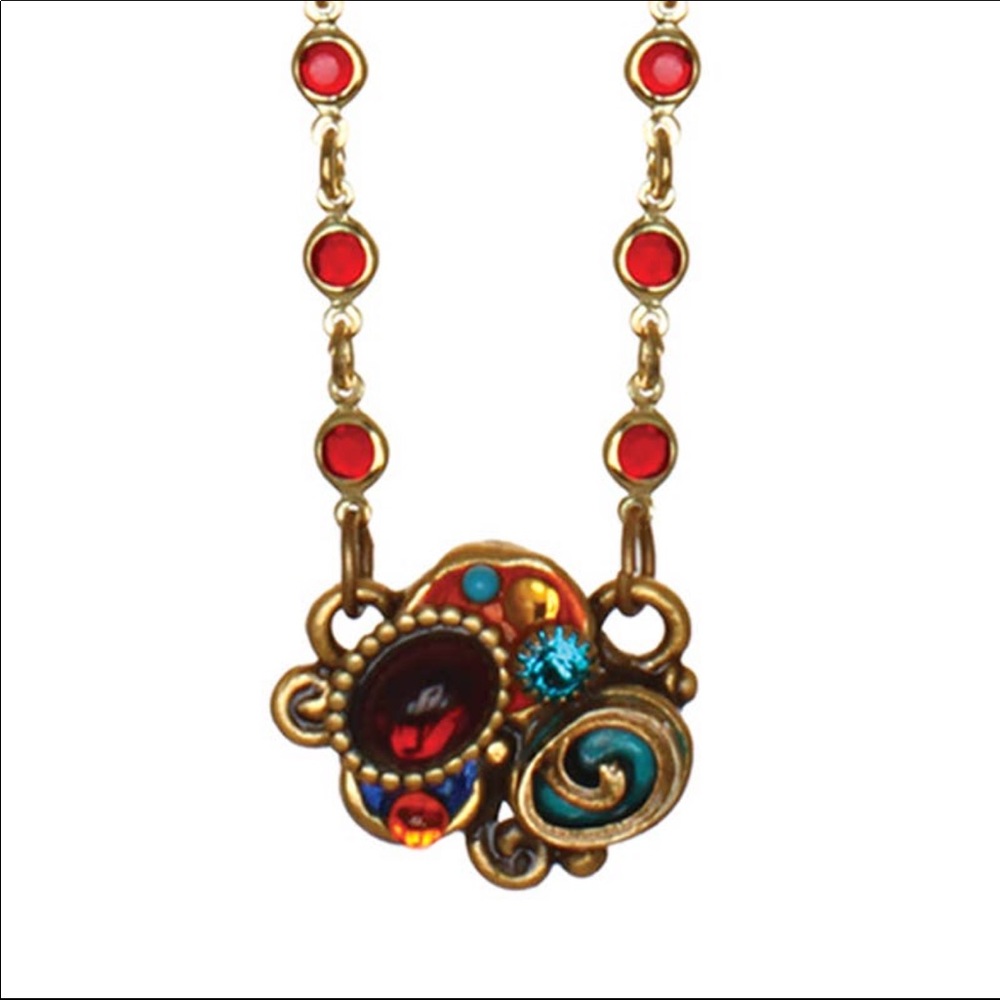 Multicolored Abstract with Glass Beaded Chain